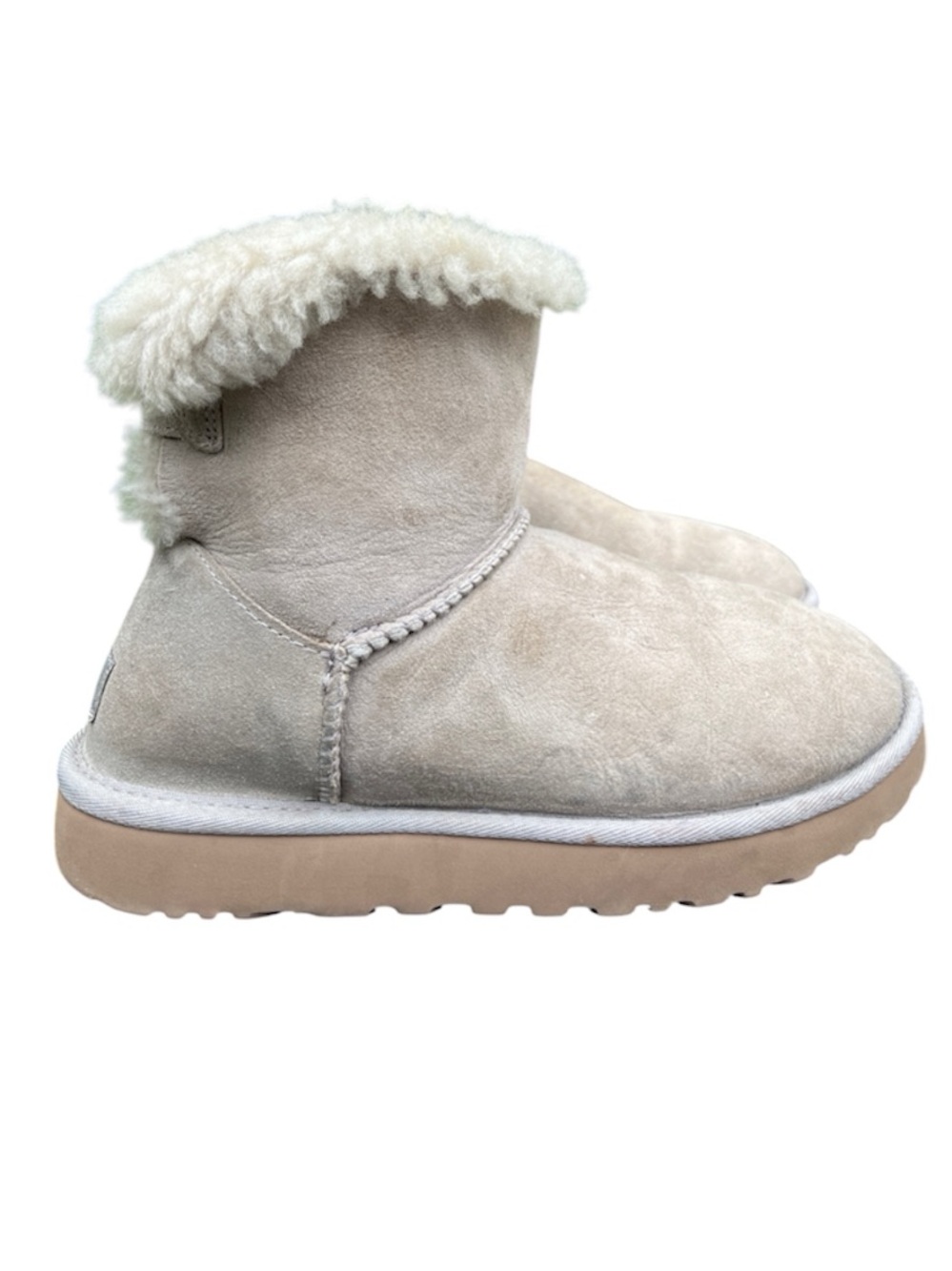 UGG Women's Shearling Lined Beige Suede Boots Size 8